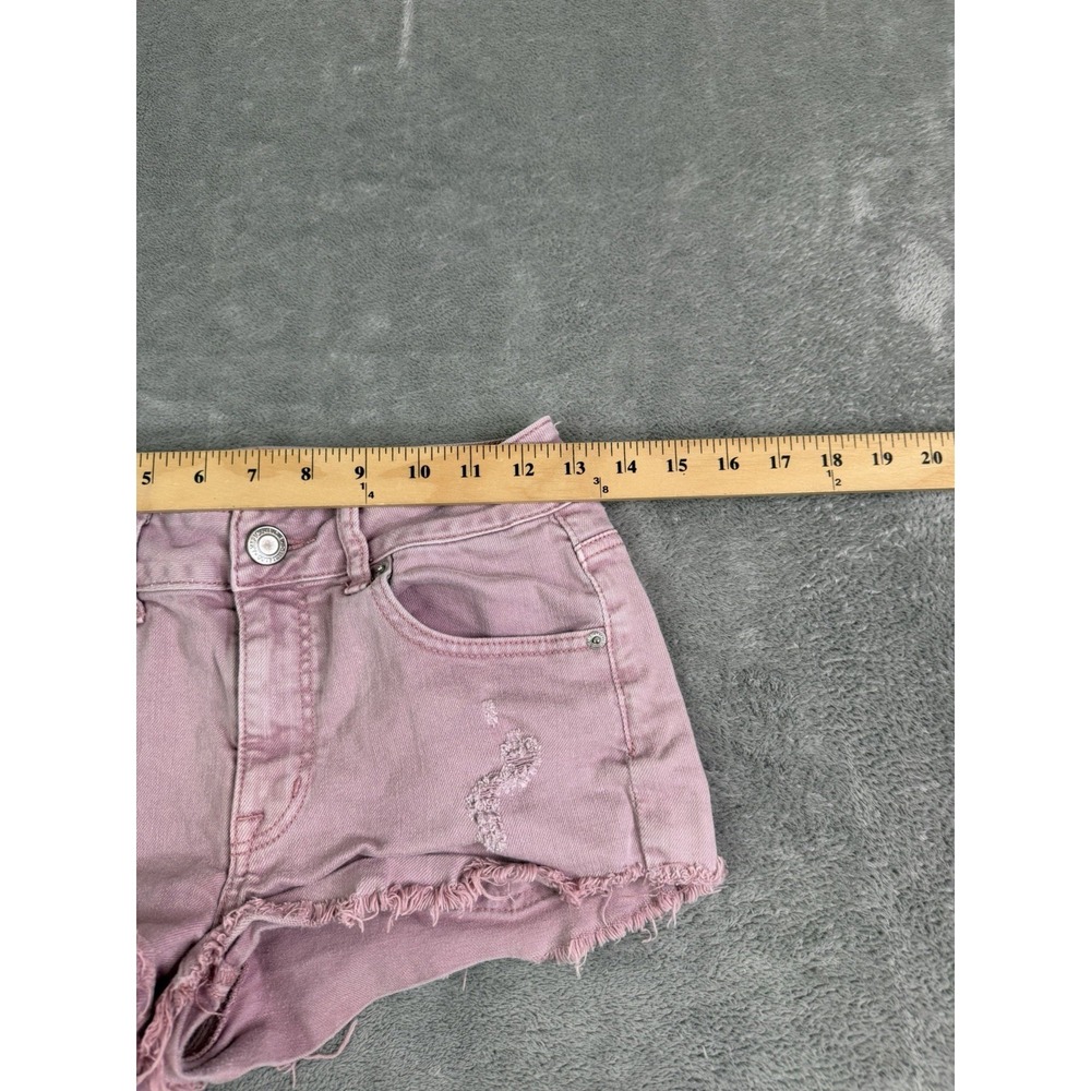 Vintage Y2K American Eagle Micro Mini Denim Shorts Women's Size 2 Pink - Picture 7 of 9